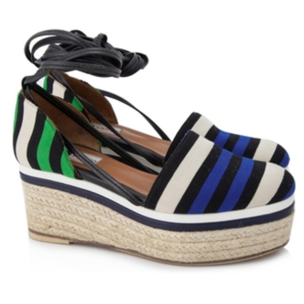 Lanvin Green and Black Espadrilles with Platform Sole